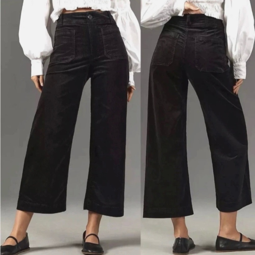 Anthropologie Maeve The Colette Black Corduroy Wide-Leg Pants 32T